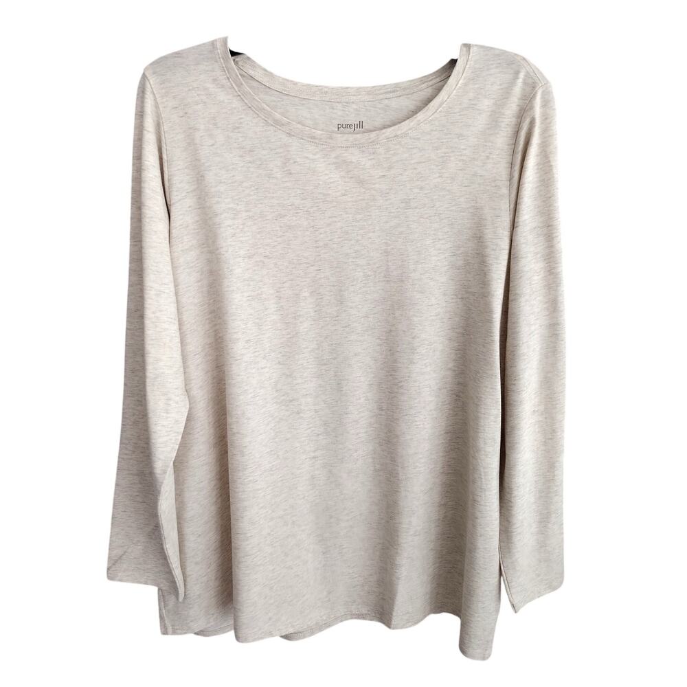 Pure Jill by J. Jill NEW Oatmeal Pima Cotton Long Sleeve Stretch Tee Women's 1X